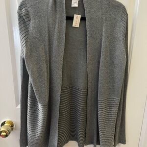 Gray Sparkly Open Front Cardigan Sweater NEW